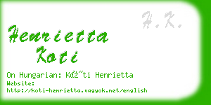 henrietta koti business card